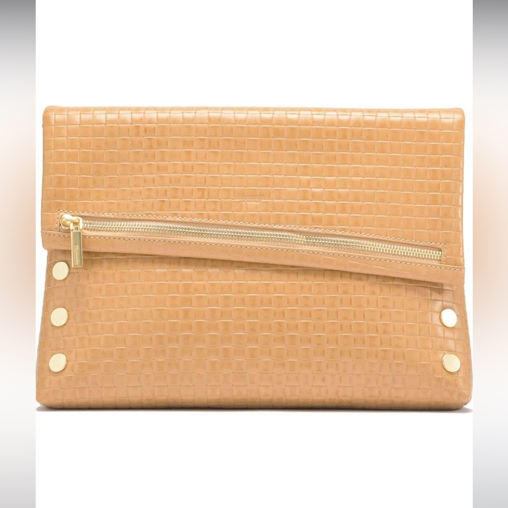 Hammitt Tan Clutch with Gold Accents